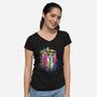 Rainbow Tardis-Womens-V-Neck-Tee-kharmazero