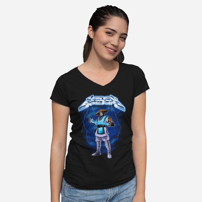 God Of Thunder-Womens-V-Neck-Tee-joerawks