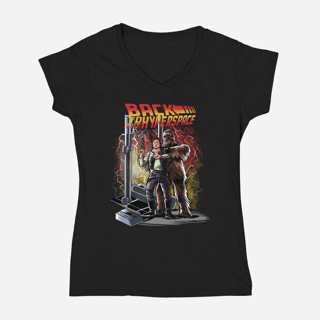 Back To The Hyperspace-Womens-V-Neck-Tee-zascanauta