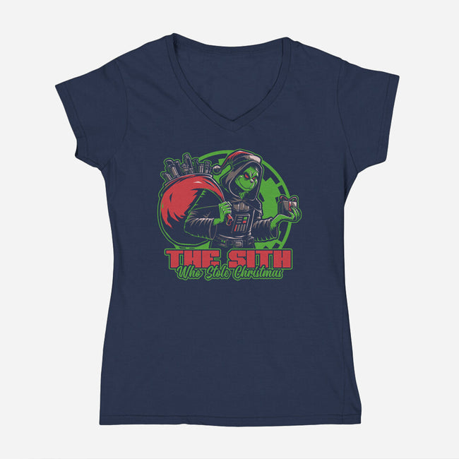 Evil Star Stealing Christmas-Womens-V-Neck-Tee-Studio Mootant