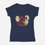 Spooky Cute Gramophone Ghosts-Womens-V-Neck-Tee-xMorfina