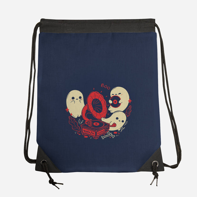 Spooky Cute Gramophone Ghosts-None-Drawstring-Bag-xMorfina