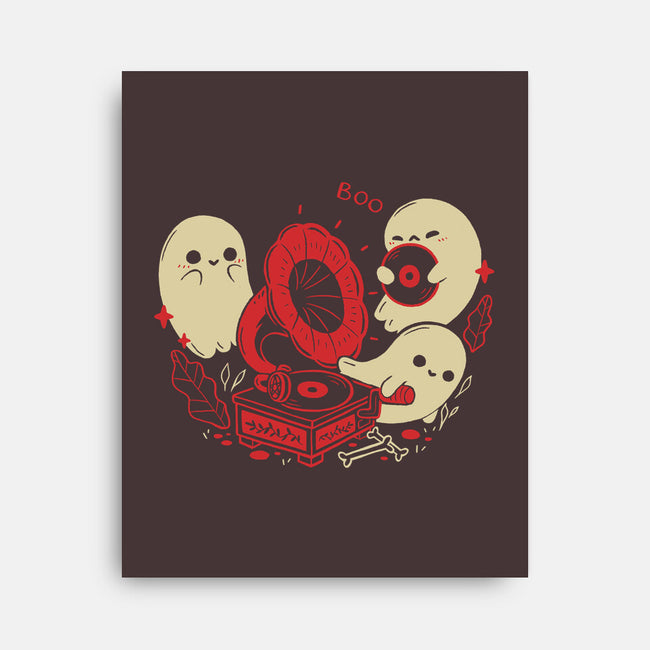 Spooky Cute Gramophone Ghosts-None-Stretched-Canvas-xMorfina
