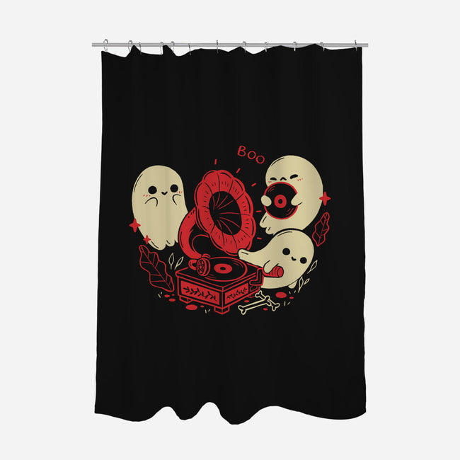 Spooky Cute Gramophone Ghosts-None-Polyester-Shower Curtain-xMorfina