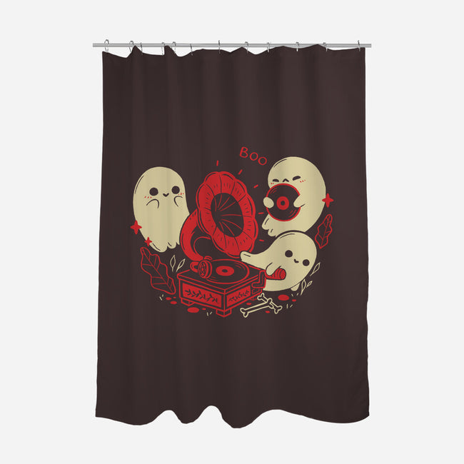 Spooky Cute Gramophone Ghosts-None-Polyester-Shower Curtain-xMorfina