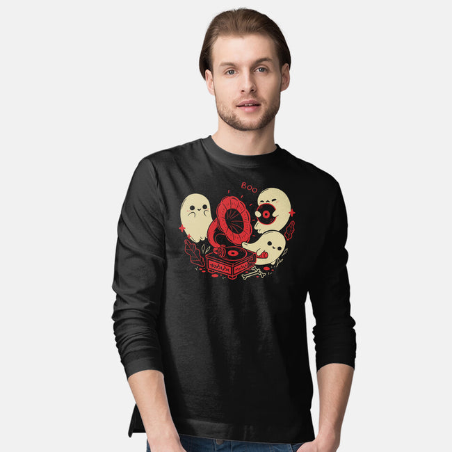 Spooky Cute Gramophone Ghosts-Mens-Long Sleeved-Tee-xMorfina