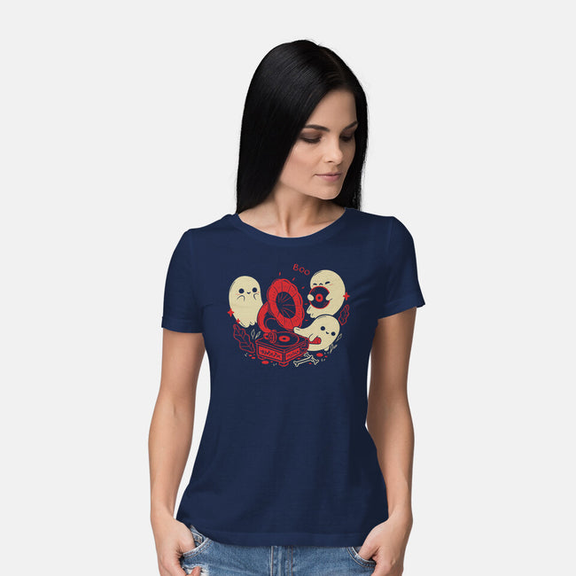 Spooky Cute Gramophone Ghosts-Womens-Basic-Tee-xMorfina