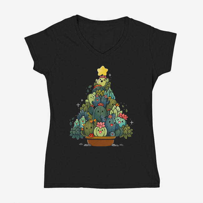 Succulents Xmas Tree-Womens-V-Neck-Tee-Vallina84