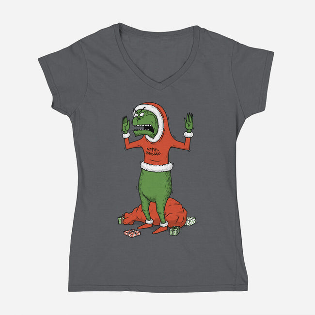 Grincholio-Womens-V-Neck-Tee-pigboom