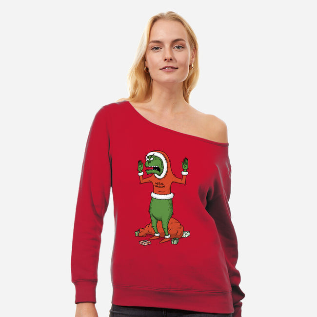 Grincholio-Womens-Off Shoulder-Sweatshirt-pigboom