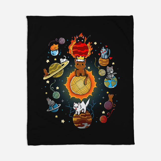 Kittens Solar System-None-Fleece-Blanket-Vallina84