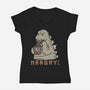 Hangry Kaiju-Womens-V-Neck-Tee-pigboom