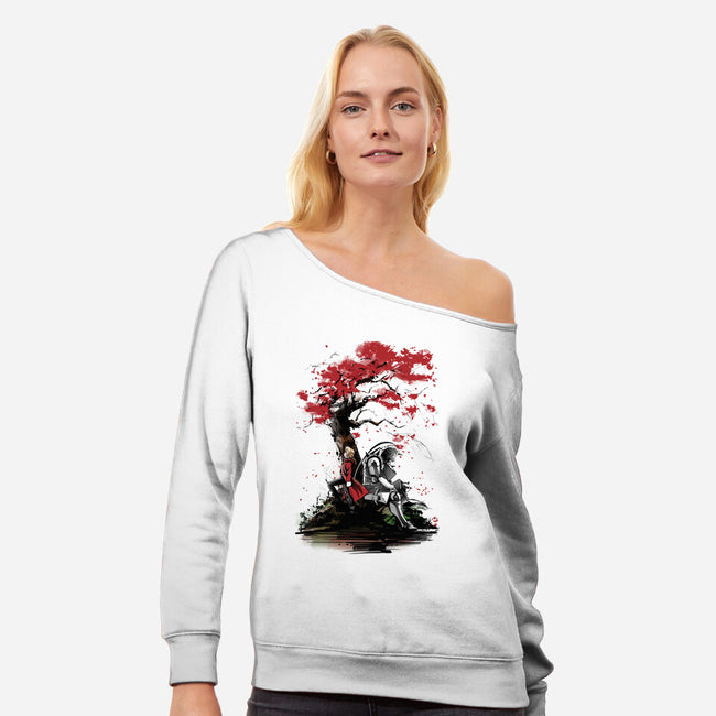 Brothers Under The Tree-Womens-Off Shoulder-Sweatshirt-ddjvigo