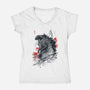 Fear The God Of Destruction-Womens-V-Neck-Tee-ddjvigo