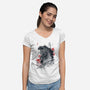 Fear The God Of Destruction-Womens-V-Neck-Tee-ddjvigo