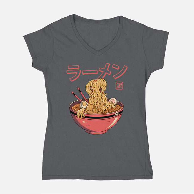 Ramen Ooze Monster-Womens-V-Neck-Tee-vp021