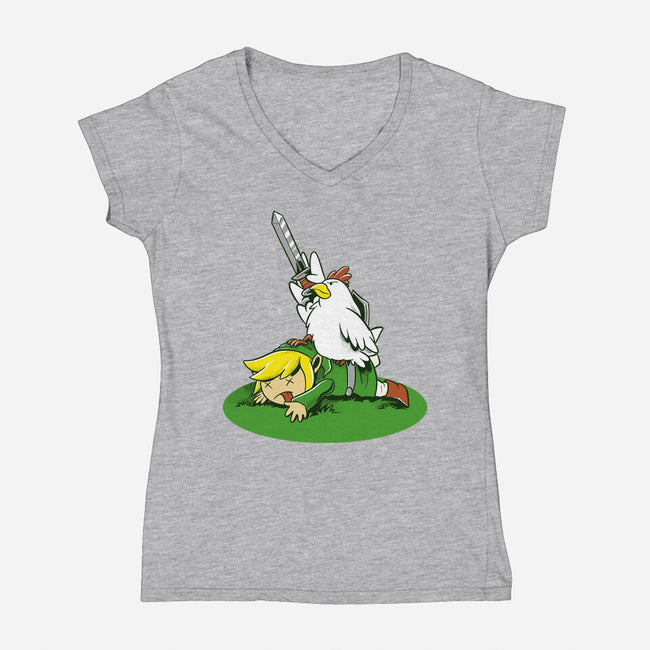 The Real Savior Chicken Game-Womens-V-Neck-Tee-LtonStudio