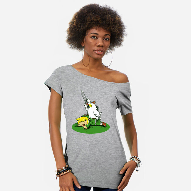 The Real Savior Chicken Game-Womens-Off Shoulder-Tee-LtonStudio