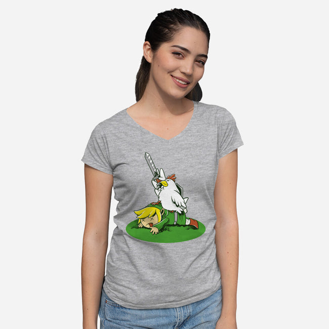 The Real Savior Chicken Game-Womens-V-Neck-Tee-LtonStudio