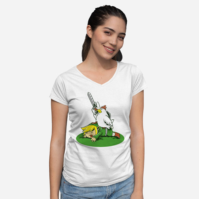 The Real Savior Chicken Game-Womens-V-Neck-Tee-LtonStudio