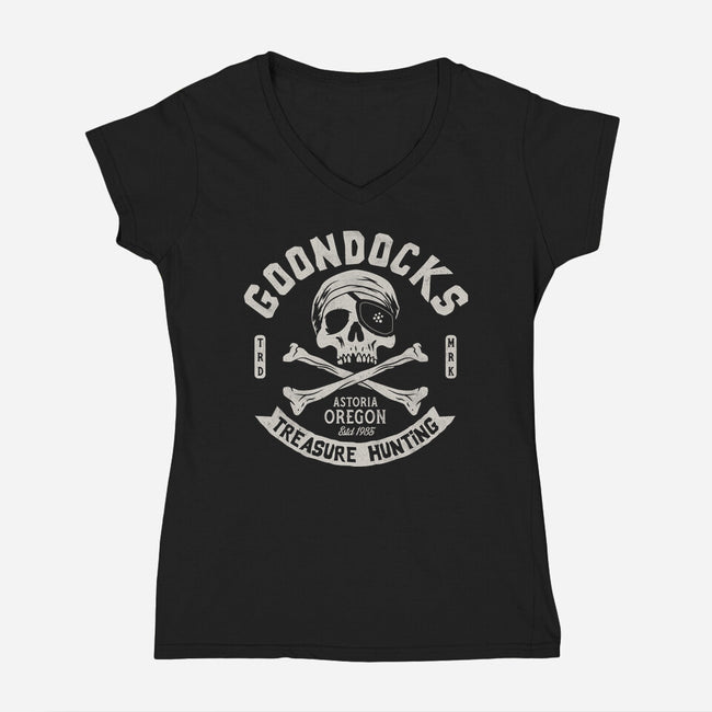 Goon Docks Treasure Hunting-Womens-V-Neck-Tee-Nemons