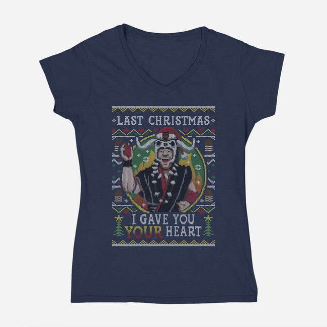 Ugly Sweater Of Doom-Womens-V-Neck-Tee-Olipop