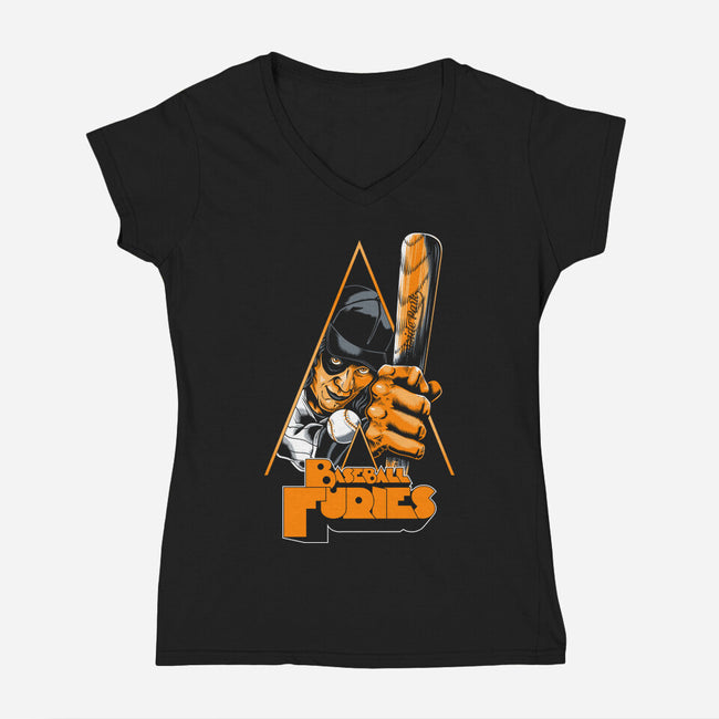 Baseball Furies-Womens-V-Neck-Tee-Nemons