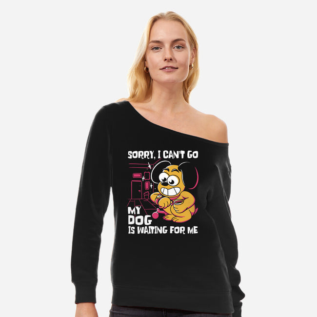 My Dog Is Waiting-Womens-Off Shoulder-Sweatshirt-estudiofitas