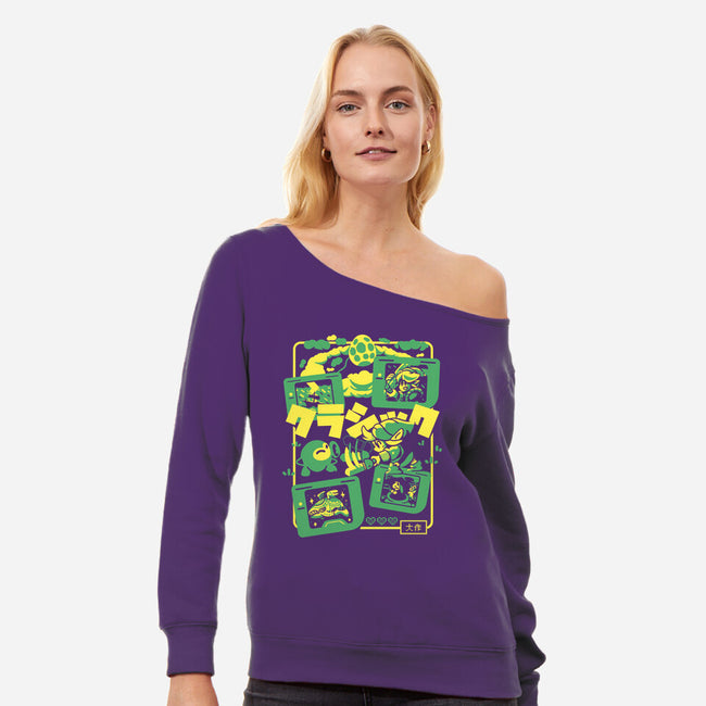 Classic Hero-Womens-Off Shoulder-Sweatshirt-Sketchdemao