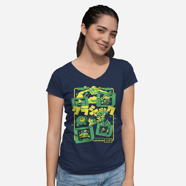 Classic Hero-Womens-V-Neck-Tee-Sketchdemao