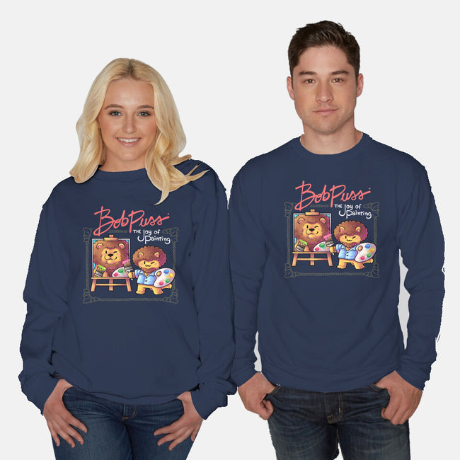 Kitty Painter-Unisex-Crew Neck-Sweatshirt-2DFeer