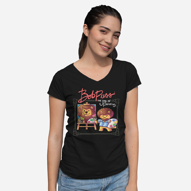 Kitty Painter-Womens-V-Neck-Tee-2DFeer