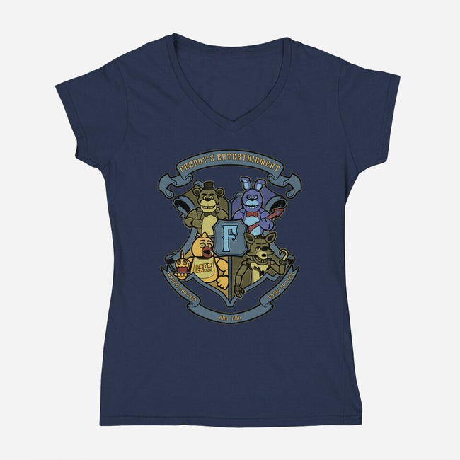 Freddy's Entertainment-Womens-V-Neck-Tee-Astrobot Invention