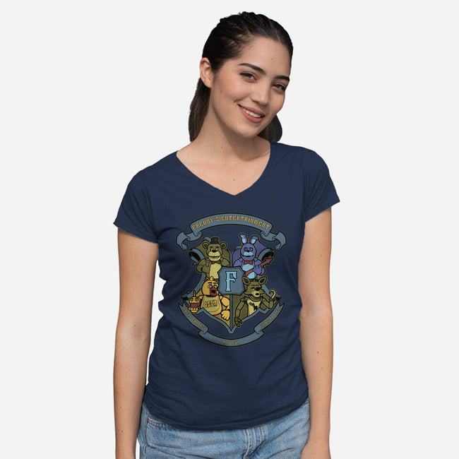 Freddy's Entertainment-Womens-V-Neck-Tee-Astrobot Invention