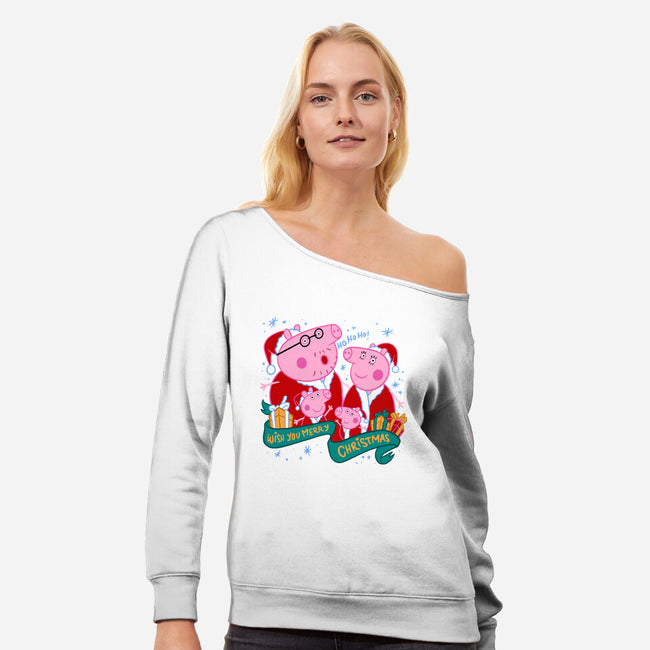 Christmas Family-Womens-Off Shoulder-Sweatshirt-spoilerinc