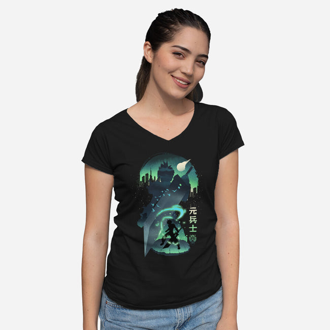 Ex-Soldier Landscape-Womens-V-Neck-Tee-dandingeroz