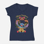 Stitch Christimas-Womens-V-Neck-Tee-Nihon Bunka