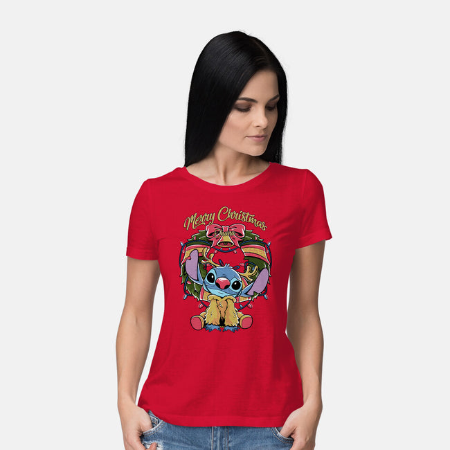 Stitch Christimas-Womens-Basic-Tee-Nihon Bunka