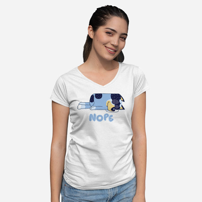 Nope Dad-Womens-V-Neck-Tee-rocketman_art