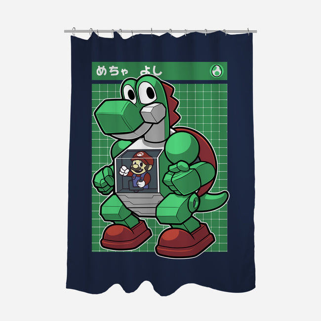 Mecha Green Dinosaur-None-Polyester-Shower Curtain-Astrobot Invention