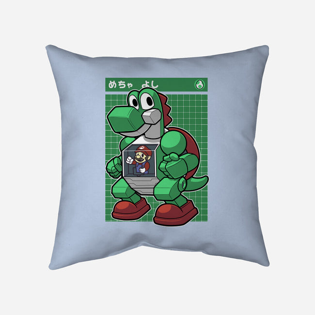 Mecha Green Dinosaur-None-Removable Cover-Throw Pillow-Astrobot Invention