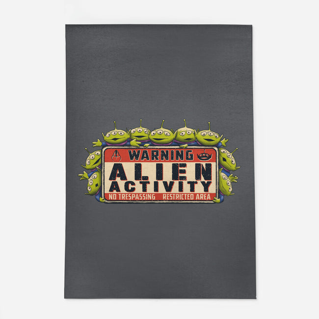 Vintage Alien Warning-None-Indoor-Rug-NMdesign