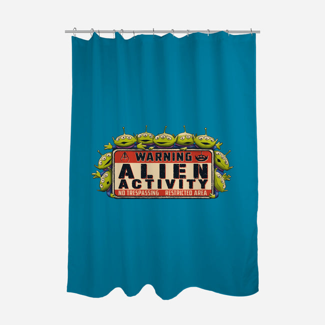 Vintage Alien Warning-None-Polyester-Shower Curtain-NMdesign