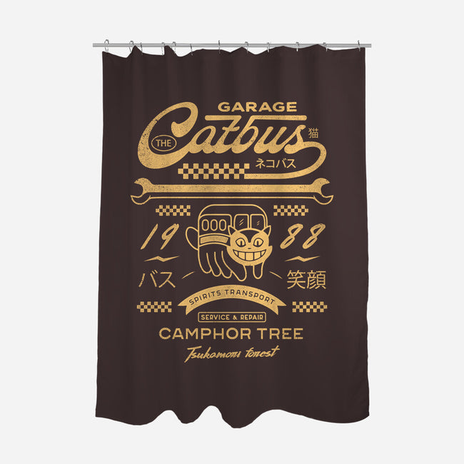 Half Cat Half Bus Garage-None-Polyester-Shower Curtain-Logozaste