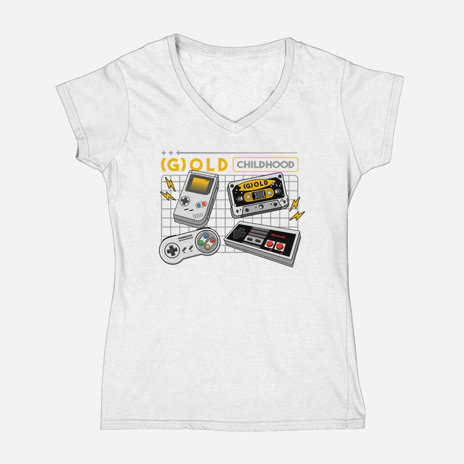 Gold Childhood-Womens-V-Neck-Tee-spoilerinc