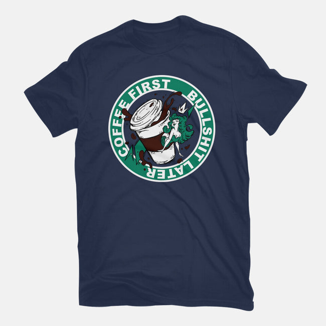 Coffee First BS Later-Unisex-Basic-Tee-Coppernix
