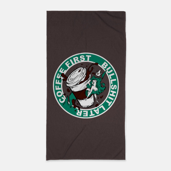 Coffee First BS Later-None-Beach-Towel-Coppernix