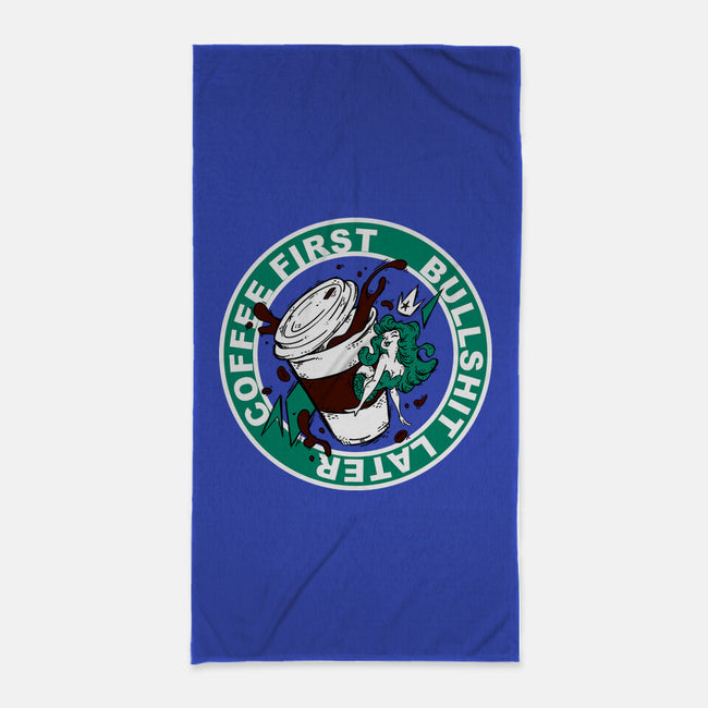 Coffee First BS Later-None-Beach-Towel-Coppernix