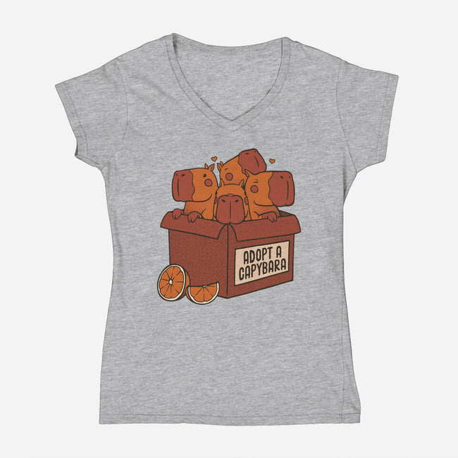 Adopt A Capybara-Womens-V-Neck-Tee-tobefonseca