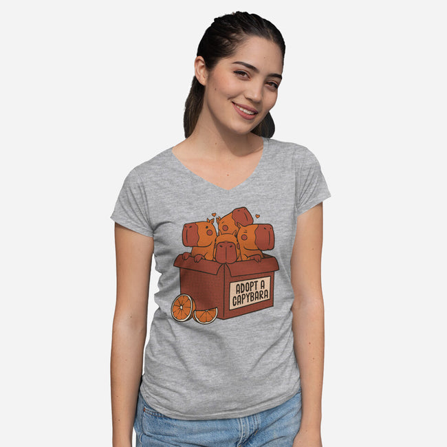 Adopt A Capybara-Womens-V-Neck-Tee-tobefonseca